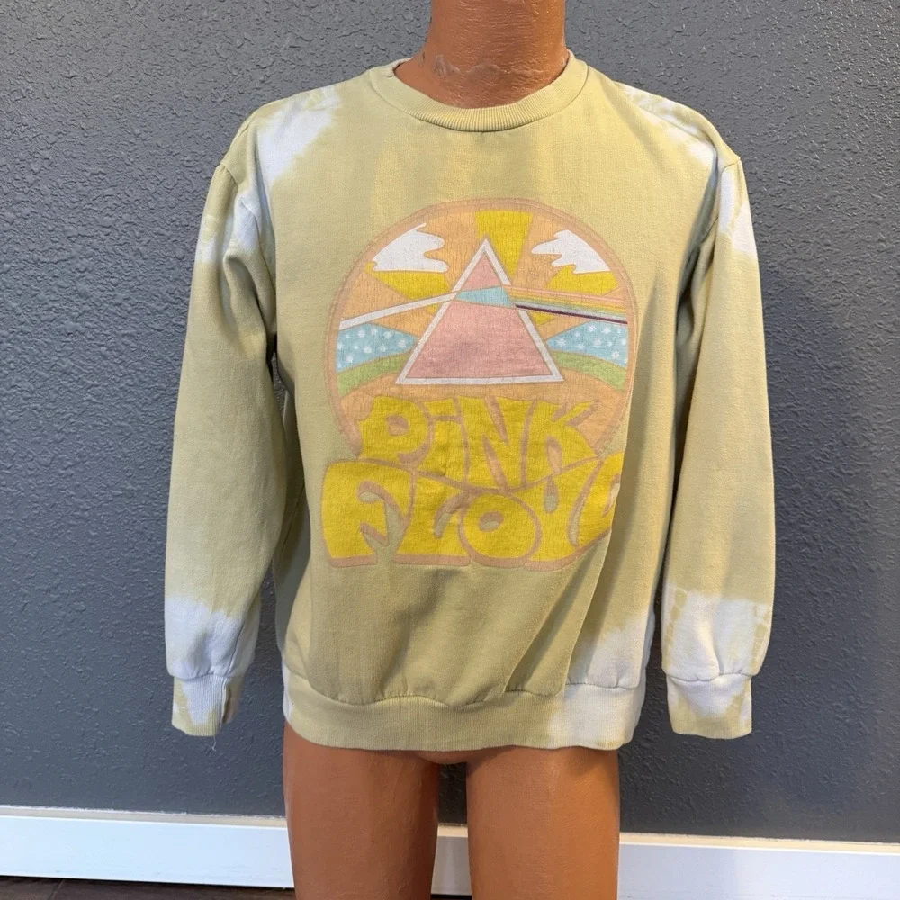 Pink Floyd Prism Yellow Tie Dye Long Sleeve Sweatshirt Sweater Large Pullover - Picture 3 of 7